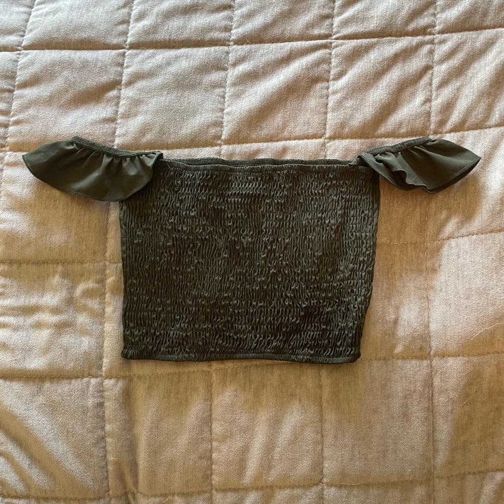 Green elastic crop top